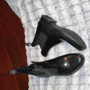 Sugar TM black vinyl ankle rain boots